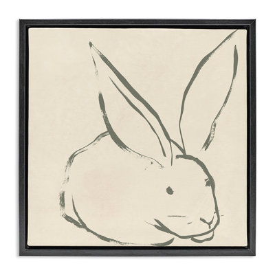 Simple Rabbit Outline Framed Floater Canvas Wall Art by June Erica Vess
