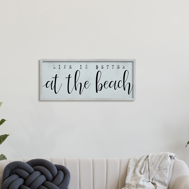 «Life's Better At Beach», bleu nautique doux, H 13 po x l 30 po, Estampe numérique Farmhouse