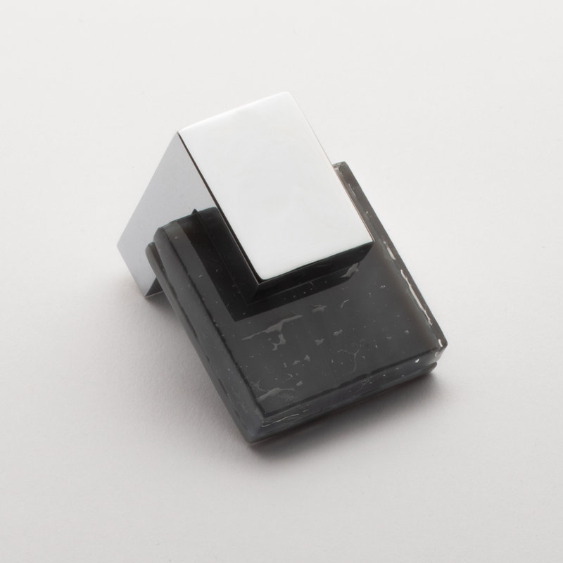 Affinity 1.625" Length Rectangle Knob, Polished Chrome, Black