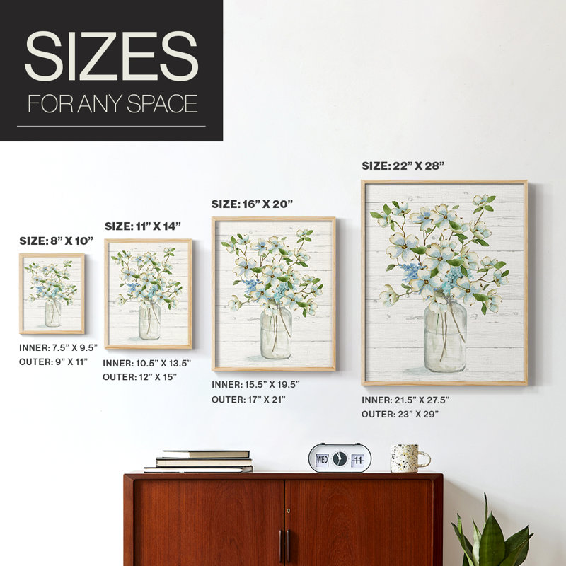 «Dogwood Cluster I», reproduction encadrée - bois massif, H 15 po x l 12 po
