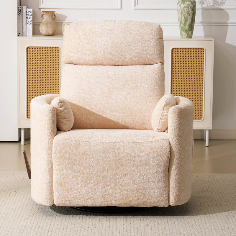 Fauteuil inclinable pivotant surdimensionné avec massage et chaleur, beige, Beige