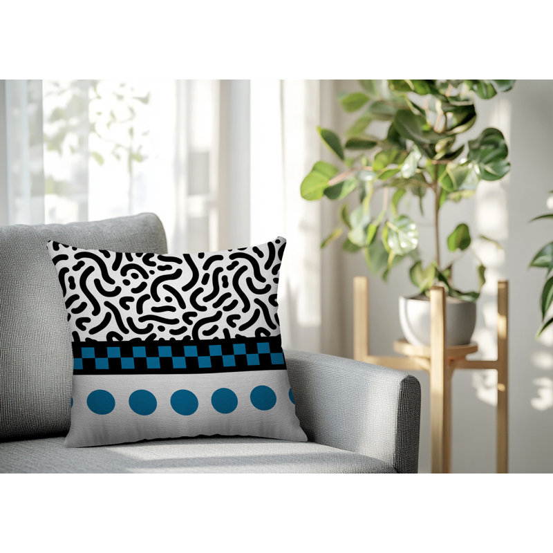 Oreiller carré réversible intérieur / extérieur Kixie, Carré 16 po, Turquoise
