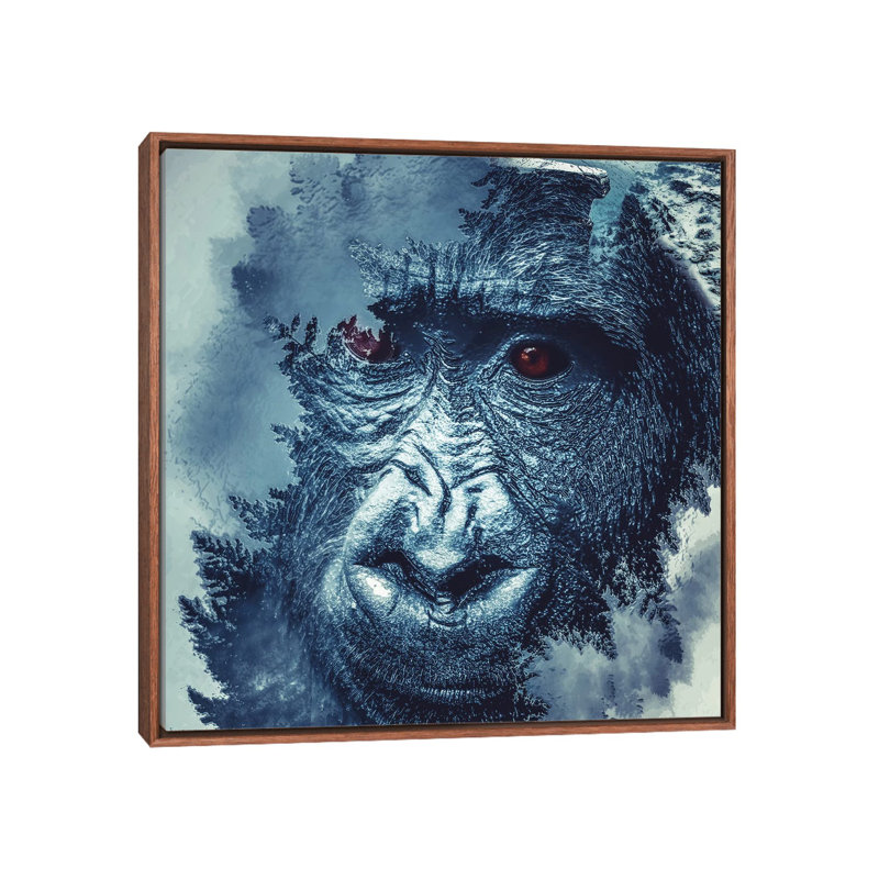 Gorilla by Paul Haag - Print on Canvas, 93.98 cm H x 93.98 cm W, Classic Brown Wood Framed