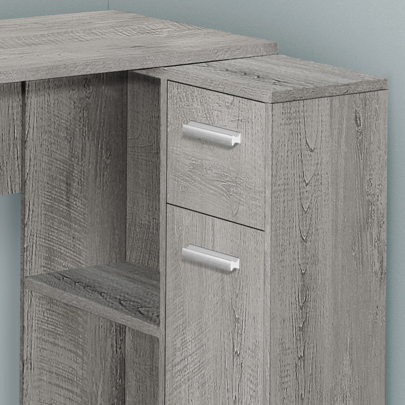 Bureau d'ordinateur, bureau personnel, coin, tiroirs de rangement, L 46 po, forme en L, travail, ordinateur portable, stratifié gris, contemporain, moderne