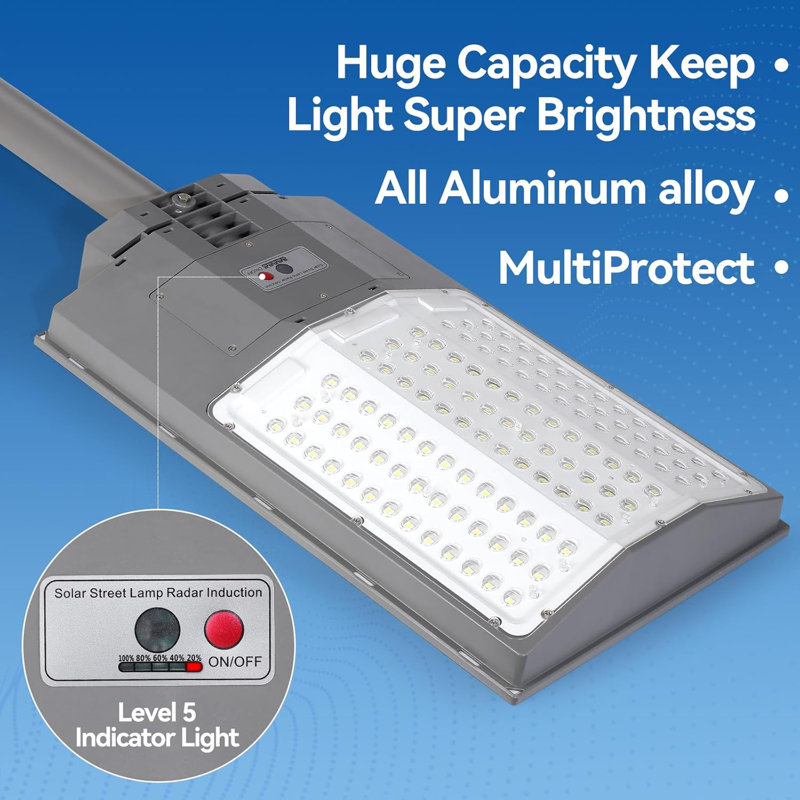 6000W Solar Street Light Outdoor With Motion Sensor & Remote - 550000LM 7000K Super Bright IP67 Waterproof Security Flood Light For Parking Lots, Driveways, Yards