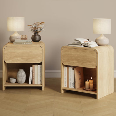 1-Drawer Nightstand with Open Shelf