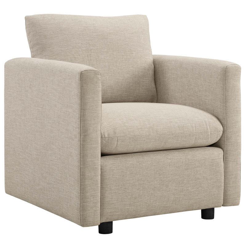 Modway Activate Upholstered Fabric Armchair, Beige Polyester Blend
