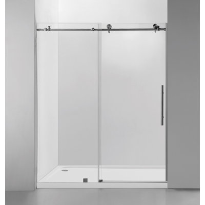 76 in. H x 60 in. W Frameless Sliding Shower Door with with Explosion-Proof Clear Glass