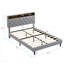 Base de lit tapissier pour grand lit avec tête de lit en tissu de lin touffeté à boutons, ports USB, station de charge pratique, deux poches latérales, ne nécessite pas de sommier, gris clair-1989495488-1989495489