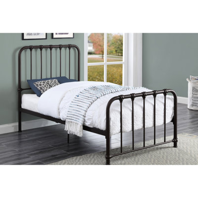 Metal Twin Bedroom Platform Bed In Dark Bronze - No Requirement For Box Spring Size Necessary Style