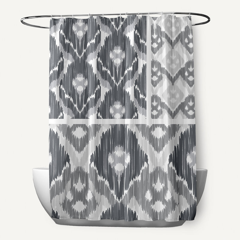 Rideau de douche simple à imprimé géométrique, gris