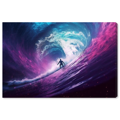 «Galaxy Surf Galaxy Neon Man Cave» par Notoriart, galerie tendue, 36 po x 24 po