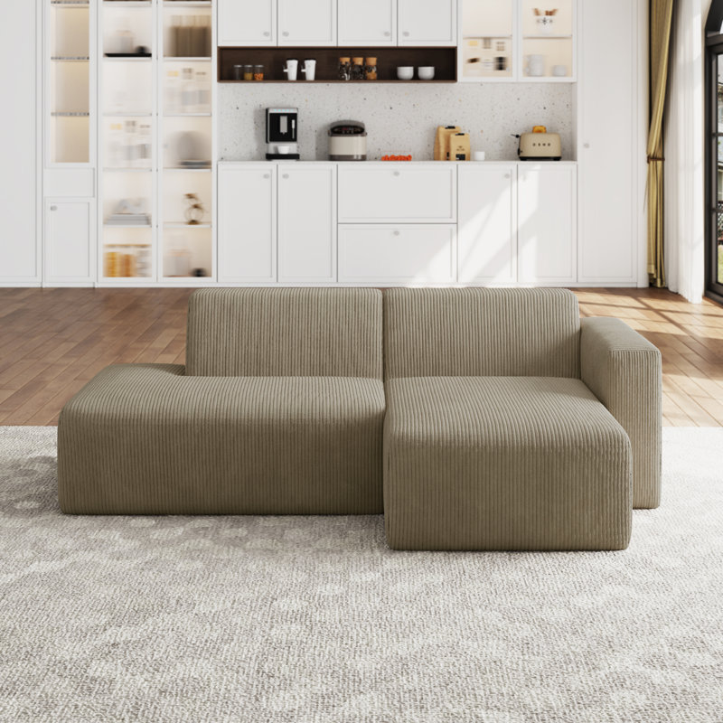 Berlare Modular Corner Sofa, Khaki Corduroy, Right Hand Facing