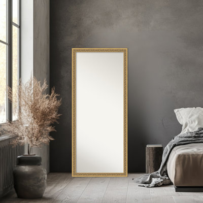 Non-Beveled Wood Full Length Mirror, Carter Dark Gold Frame - Floor Mirror, Wall Mirror