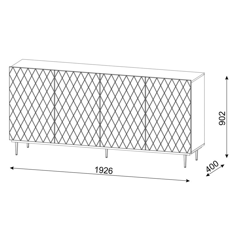 Altis 192.6cm Sideboard, White Matt/Gold