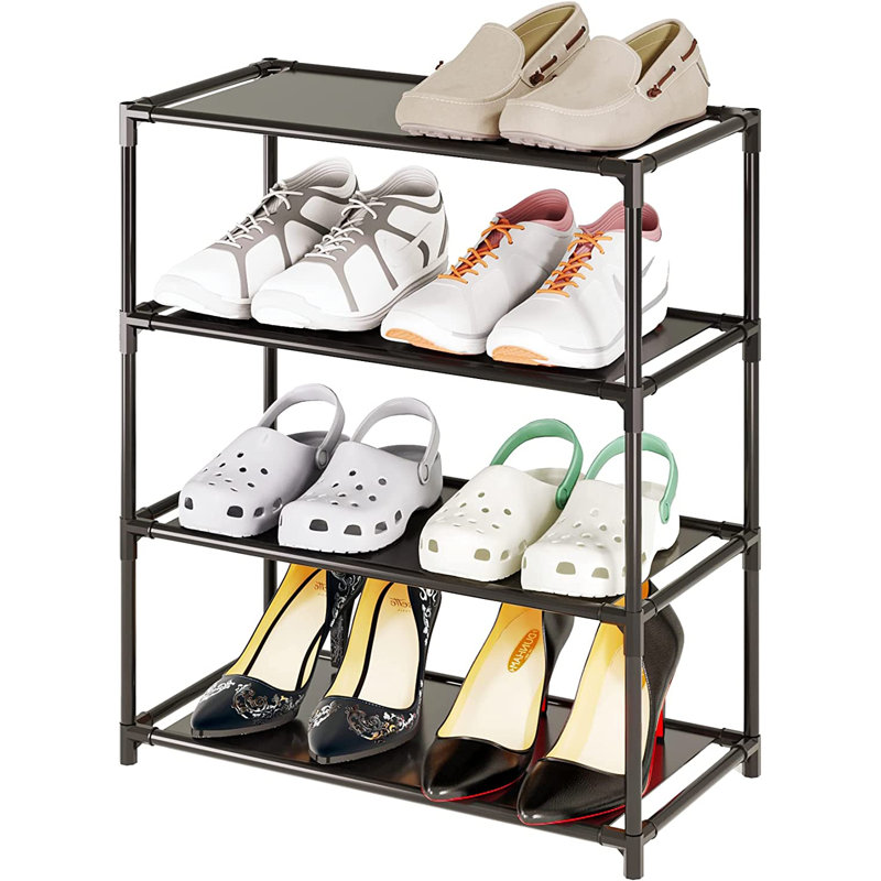 8 Pair Stackable Shoe Rack, Black
