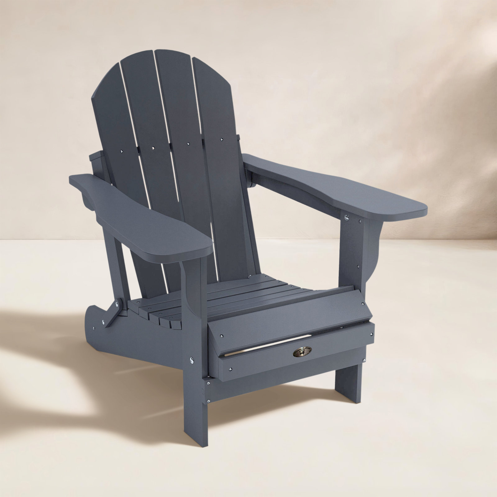 Berngar Foldable Outdoor Adirondack Chair, Gray