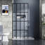 Porte de douche 34 "x 72" avec cadre noir et 4 panneaux de verre trempé pour douche à l'italienne
