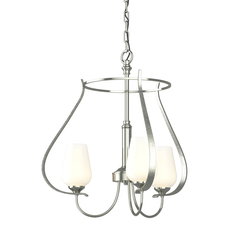 Flora 3 - Light Candle Style Classic / Traditional Chandelier, Opal, Sterling
