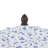 Collins 9 ft. Bohemian Fringe Outdoor Patio Umbrella with Crank Lift and Tilt, Blue/White/Cream Scalloped UV-Resistant Canopy, Dark Brown Pole-471687529-484956472