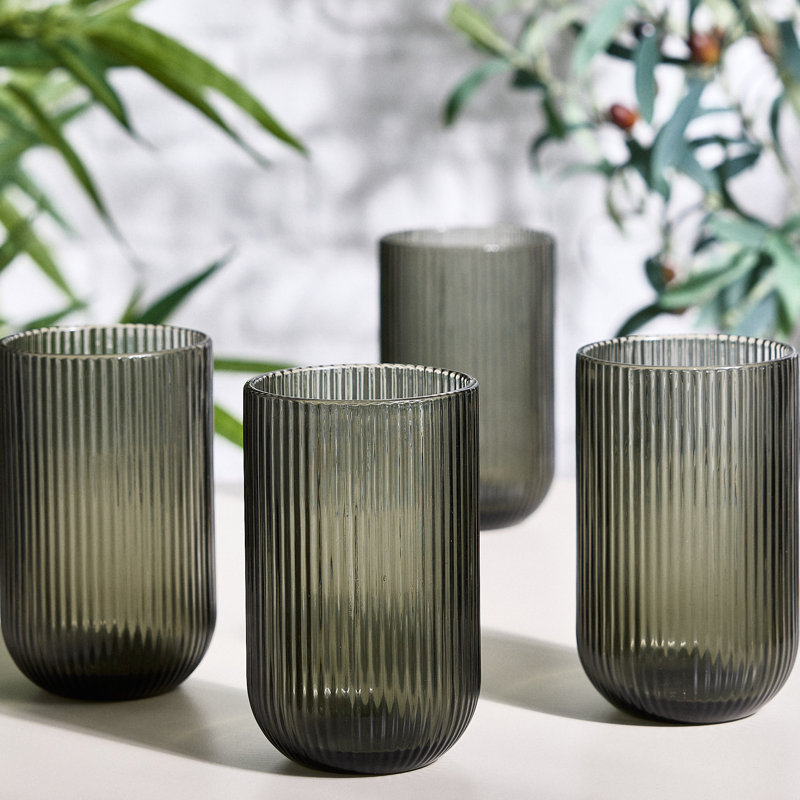Chanyia Drinking Glass Set, Grey, 13" H