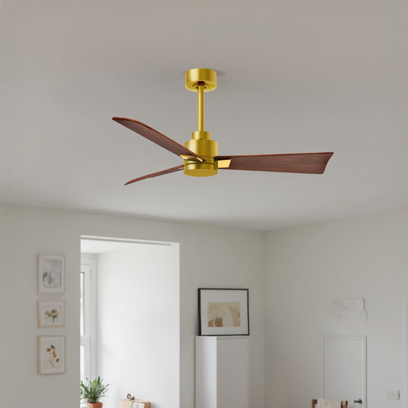 Ventilateur de plafond Alessandra 42, Laiton brossé, Noyer