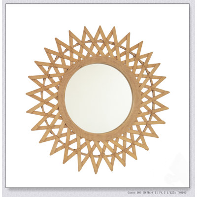 Miroir mural circulaire 24 po en bambou avec chanvre Solana