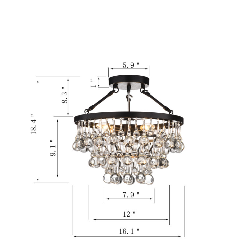 Kerr Glass Semi Flush Mount, Brownish Black