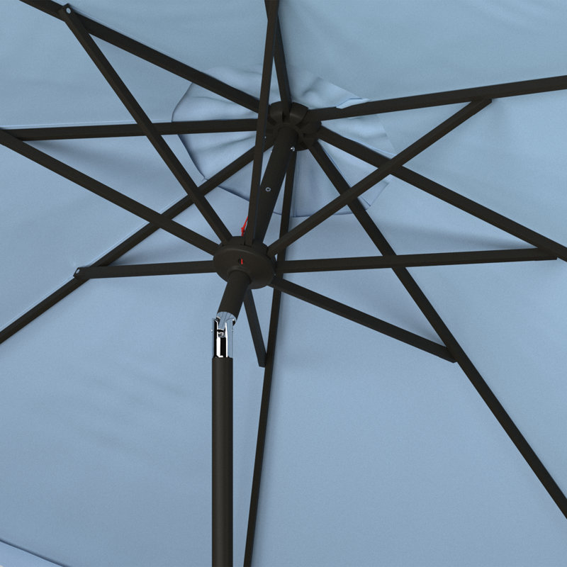 Parasol d'extérieur Iago, Bleu pastel / Blanc, Brun