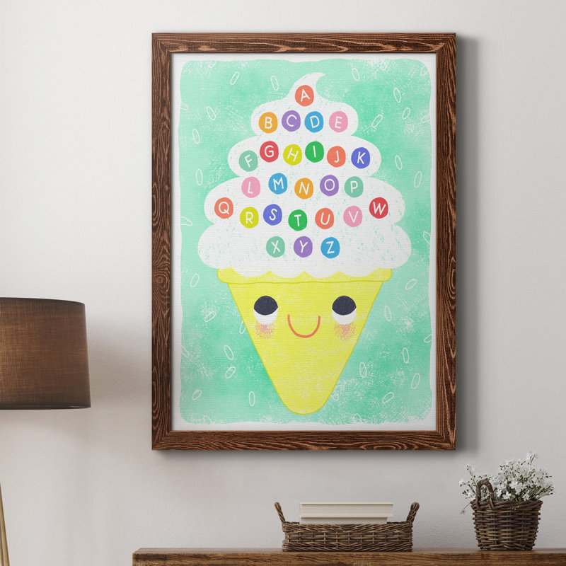 Ice Cream Alphabet - cadre photo, impression sur toile, H 24 po x l 18 po x P 1,5 po, Érable