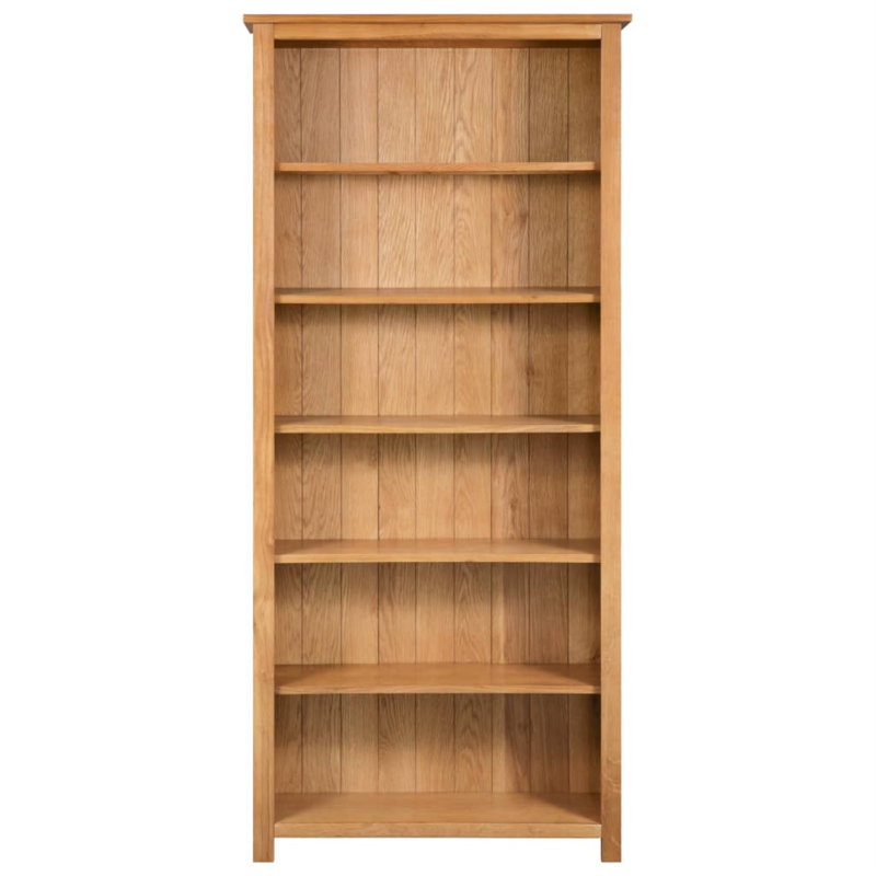 Bookcase Solid Oak Wood, Brown, (7 Shelves) 79" H x 35" W x 9" D