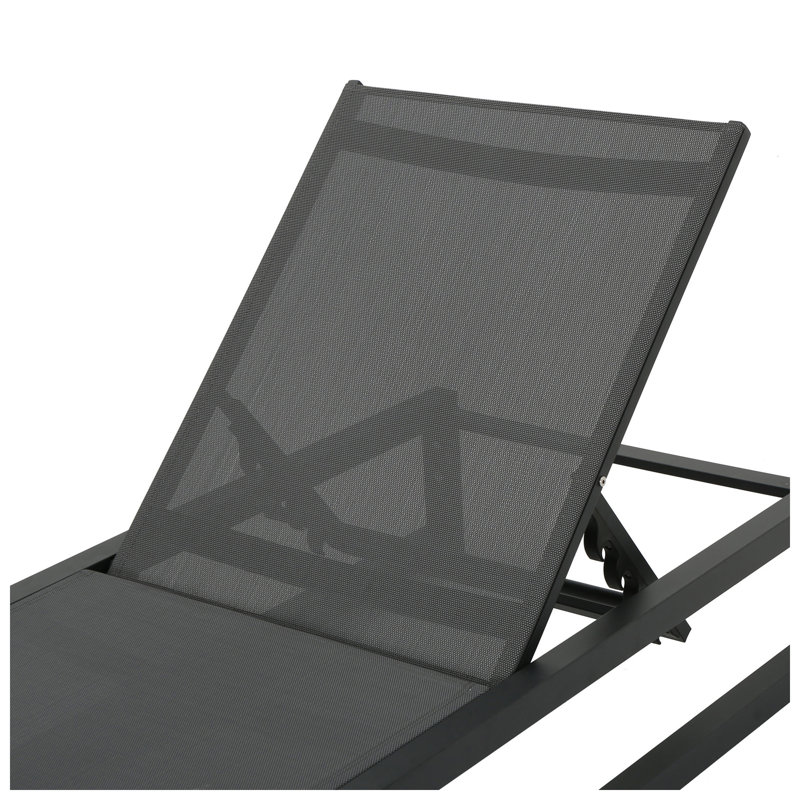 Venice 26.5" W x 77" D x 10.5" H Aluminum and Mesh Reclining Chaise Lounge