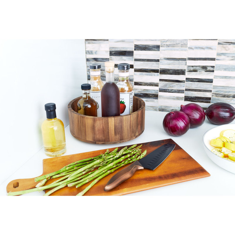 Natural Acacia Wood 10.5-Inch Revolving Lazy Susan Organizer