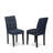 7 Piece Kitchen Table Set Includes A Dinner Table and 6 Dark Navy Blue Polyester Fabric Dining Chairs with Stylish Back- Black Finish-2146082273-2146082274