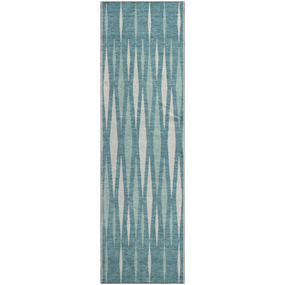Premium Machine Washable Prisco Teal Rug