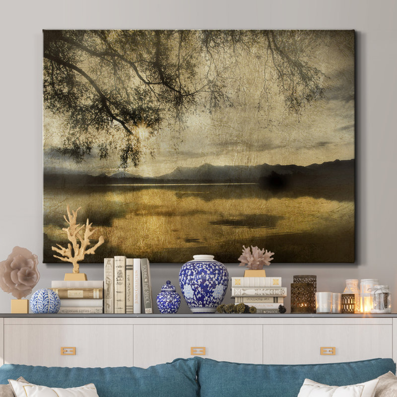 "Golden Staffelsee Lake", reproduction d’art sur toile tendue, H 12 po x l 8 po x P 1 po