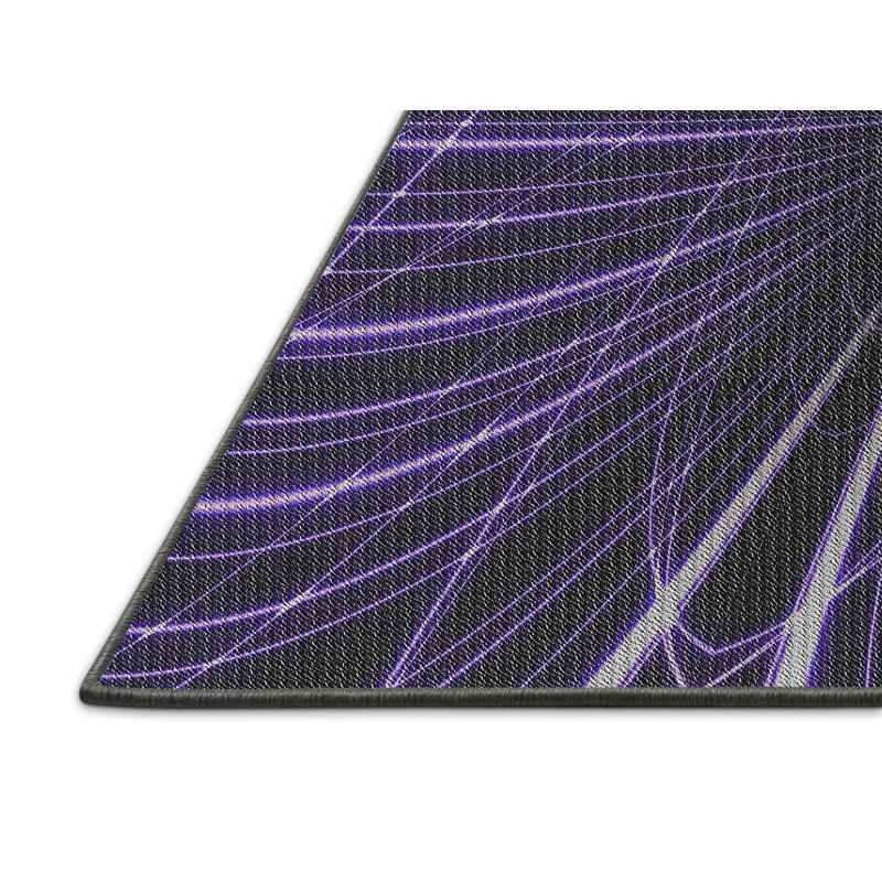 Tapis géométrique mauve / noir, Rectangle 5 pi x 7 pi