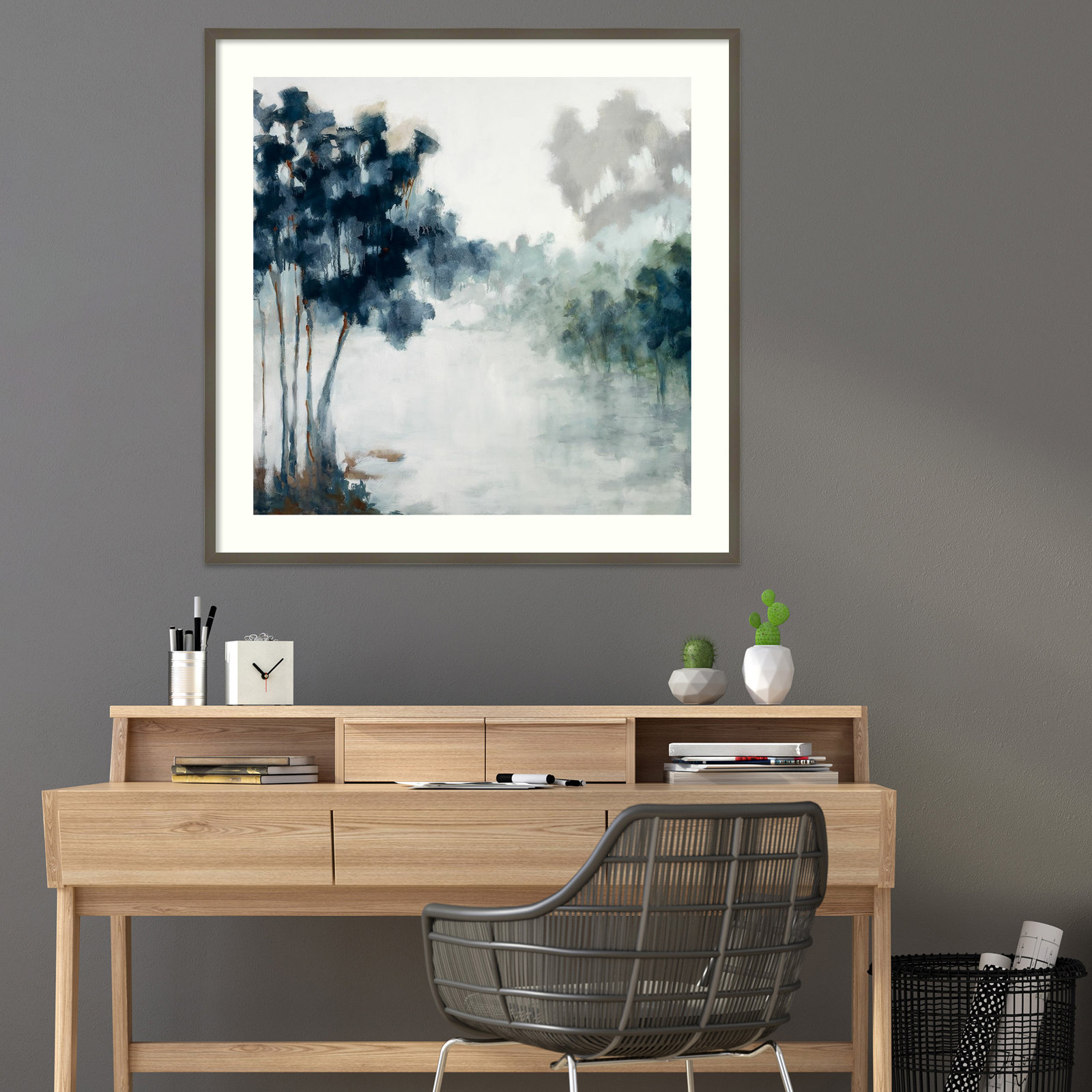 Soft Winter Light by Jacqueline Ellens, 19" H x 19" W, Gray Framed Paper