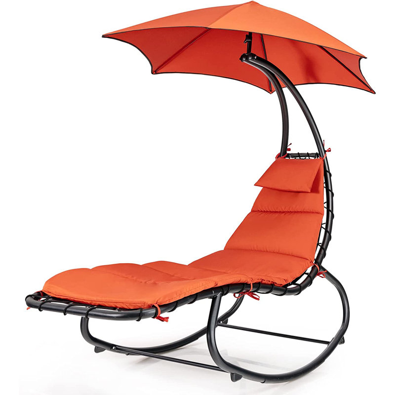 Almir 184 cm Long Single Chaise with Cushions, Orange