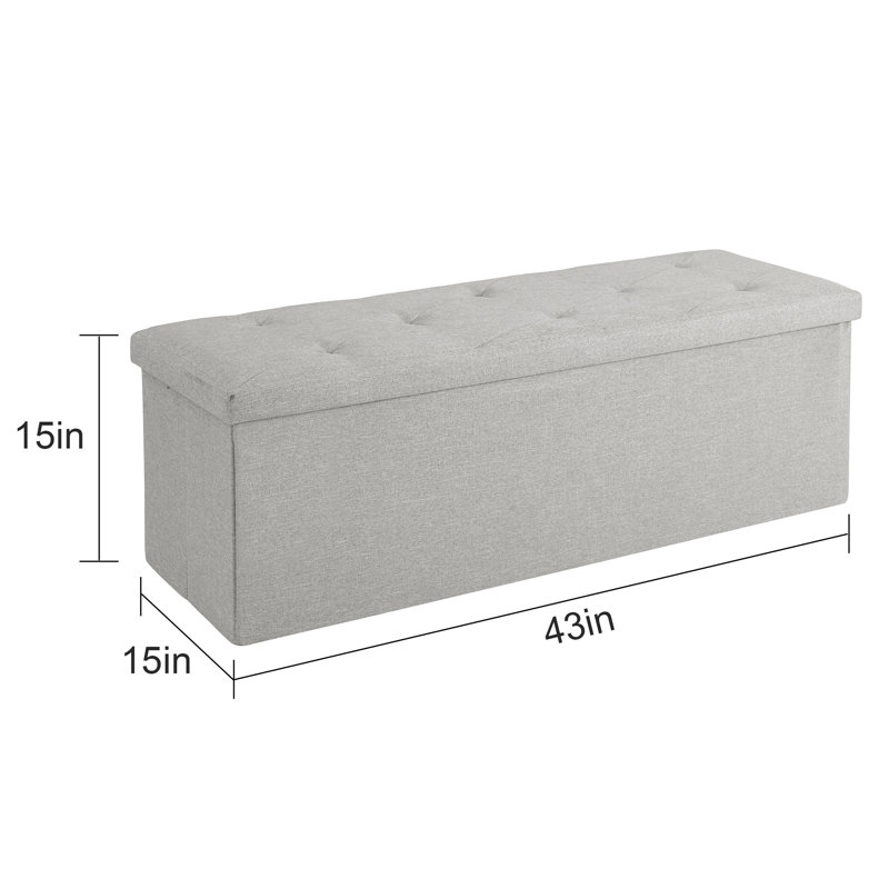 Upholstered Ottoman, Gray Polyester Blend