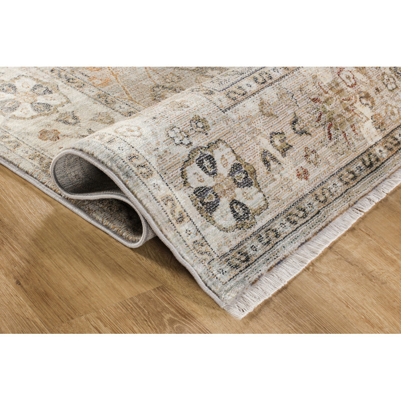 Tapis à médaillon floral Anna Collection, Rectangle 7 pi 7 po x 10 pi