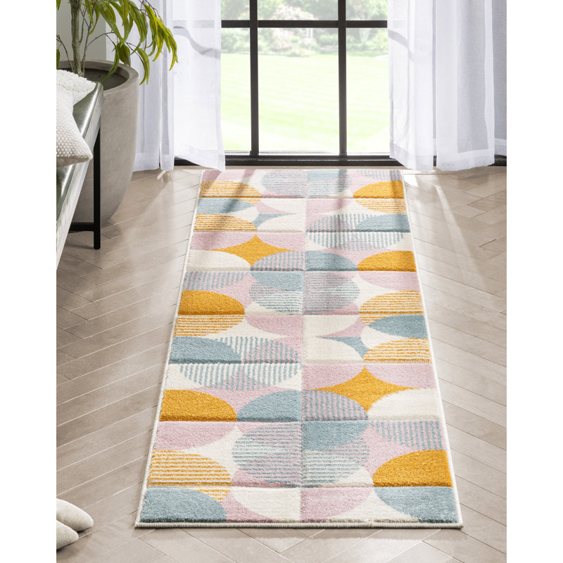 Astrid Geometric Synthetic Area Rug, Runner 67 x 220 cm