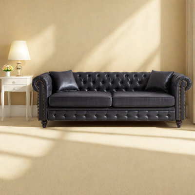 Luxurious Chesterfield Sofa, Tech Fabric, Classic Design, Perfect For Home