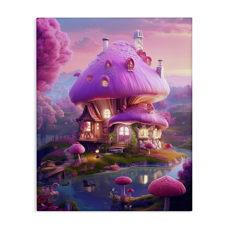 "Forest Forest champignon", art mural sur toile par Sasha, H 40 po x l 30 po