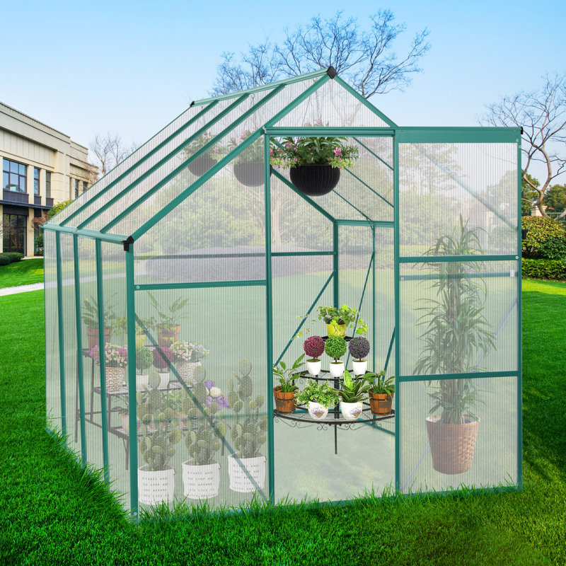Base surélevée en polycarbonate pour serre, Vert, H 76,77 po x l 74,8 po x P 98,42 po