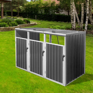 La remise à poubelle permet de ranger 3 poubelles en métal pour le rangement des ordures