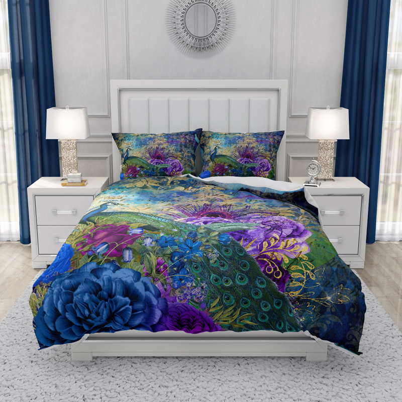 Floral Duvet Cover, King Duvet Cover + 2 King Shams