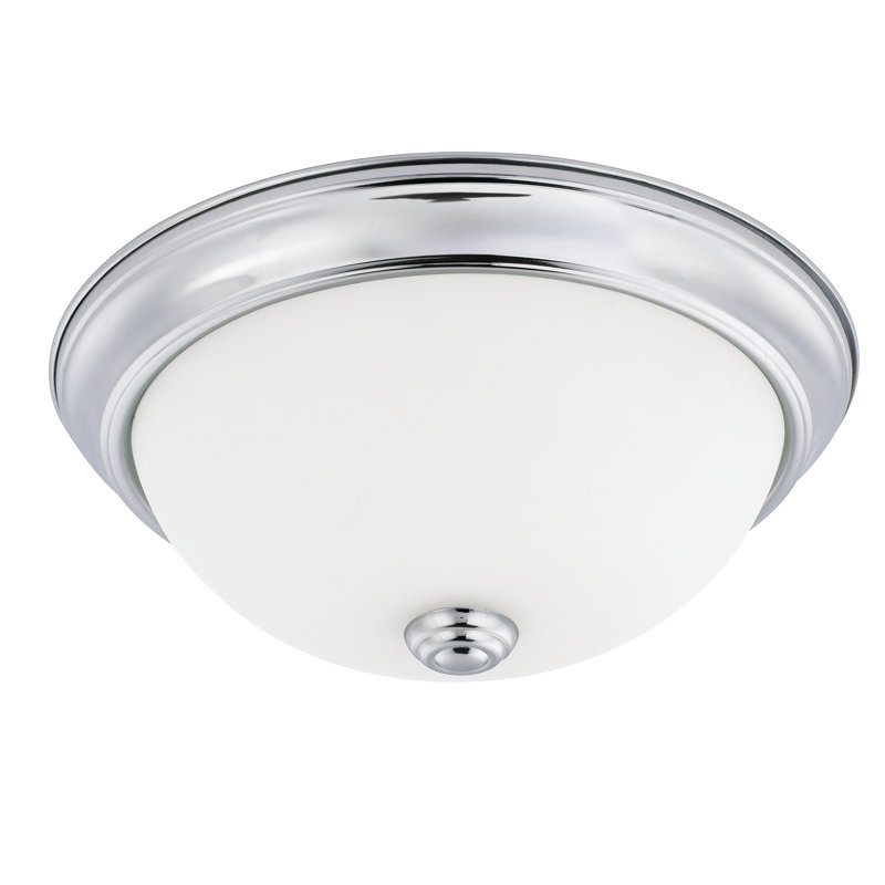 Independent Flush Mount, White Faux Alabaster Glass, 5.25'' H x 13'' W x 13'' D, Chrome
