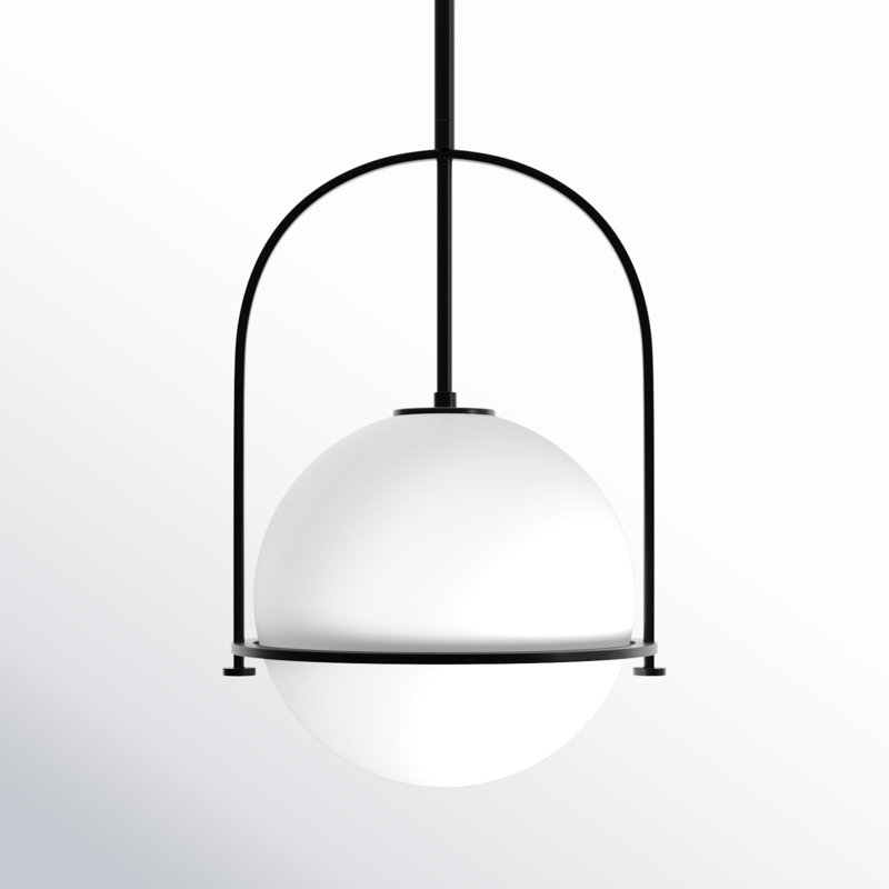 Arie Single Light Pendant w/ Globe Shade, Black, 17" H x 11.5" W x 11.5" D