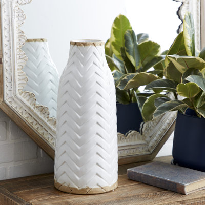 Porcelain Ceramic Decorative Vase with Brown Base